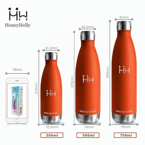 HoneyHolly Trinkflasche Edelstahl, Trinkflaschen Kinder, 500ML BPA-frei, Thermosflasche, Wasserflasche Doppelwandig… – Ansicht 5