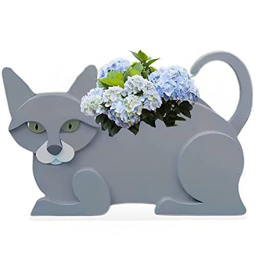 strolfay Cat Flower Planter Gifts for Women,Cute PVC Cat Planters,Flower Pots Indoor Outdoor,Garden Planter for Birthday,Office,Pet Lovers 12.5 * 5.12 * 7.8in(British Short Cat)