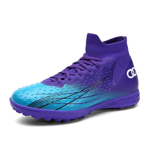 Purfitall Mens Turf Soccer Shoes Women Youth High top Football Boots Indoor Athletic Ankle Shoes Indoor Soccer Cleats AG