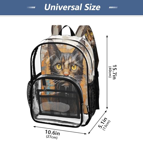 Astronaut Cat Clear Backpack - Stadium Approved Large 15.7-inch Waterproof Transparent Bag for Sports, Concerts, Work, Travel#2764