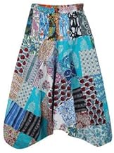 Mogul Interior Boho Patchwork Recycled Cotton Hippie Boho Festival Pant SML Blue