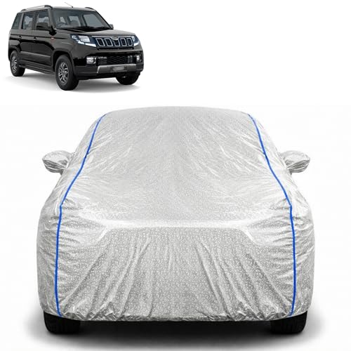 Image of Waterproof Car Cover for Mahindra TUV300 | All Weather Protection | UV Resistant & Dustproof | Soft Cotton Lining to Prevent Scratches | Triple Stitched with Mirror Pockets & Elastic Hem