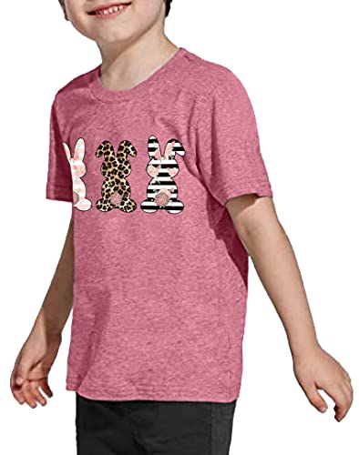 Image of LAZYCHILD Kids Easter Shirt Girls Happy Easter Shirts Rabbit Graphic Long Sleeve Striped Tee Tops 5-14 Years