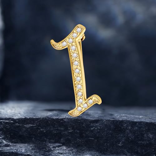 Image of Cicy Bell A-Z Initial 26 Letter Brooch Pins 18k Gold Plated Cubic Zirconia Breastpin Name Personalized Gifts for Women Men