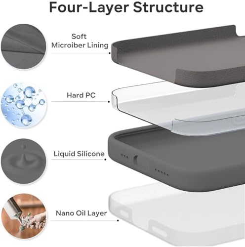 Image of Premium Liquid Silicone Case for iPhone 17 Pro - Slim Full Body Protective Back Cover with Soft Microfiber Lining, Anti-Slip Grip Scratch Resistant Phone Case (Light Grey)