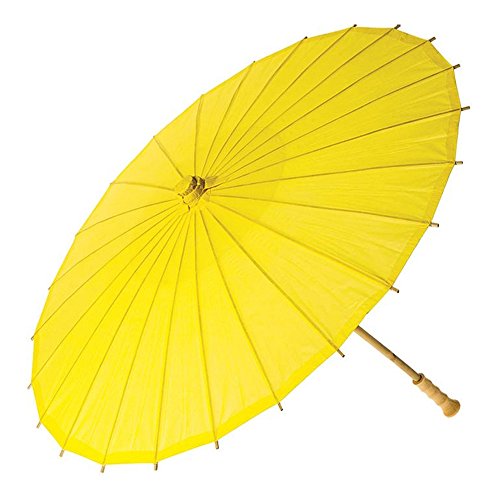 Luna Bazaar 32-Inch Yellow Paper Parasol Umbrella - Chinese/Japanese Paper Umbrella - For Weddings and Personal Sun Protection
