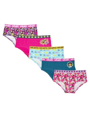 Girls' Disney Encanto 5-Pack Panties Cotton/Spandex Blend Sizes 4,6,8,10 Mirabel Breathable Stretch