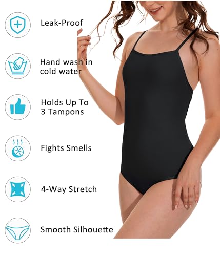 Beautikini Period Swimwear - One Piece Bathing Suit Menstrual Leakproof Swimsuit for Teen Girls and Women3