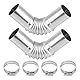 2 Stück Edelstahl Auspuff Winkelverbinder, 25 mm Zusatzheizung Auspuff Zubehör, Auspuffrohr Gasentlüftungsschlauch, Auto Heizung Auspuffrohr mit 4 Edelstahl Clips für Auto Heizung, Stroms