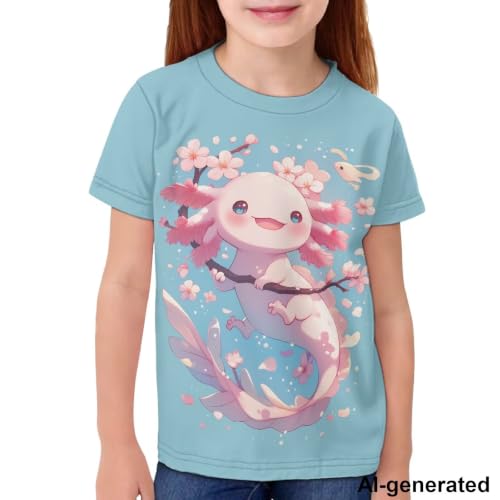 Image of Novelty 3D Graphic T Shirts for Kids Crew Neck Funny Animal Print Short Sleeve Girls Tshirts 3-16 Years