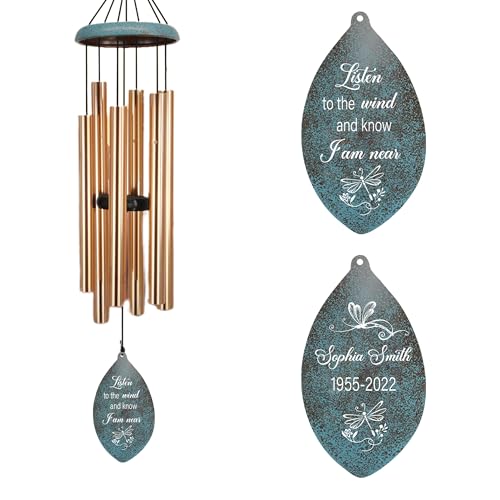 Image of ASTARIN Personalized Name 35 inch Memorial Wind Chimes for Outside, Metal Sympathy Gifts for Loss of Mother Father Loved One, Bereavement Wind Chime in Memory Gift, Decor Garden Patio,Produced in Texas