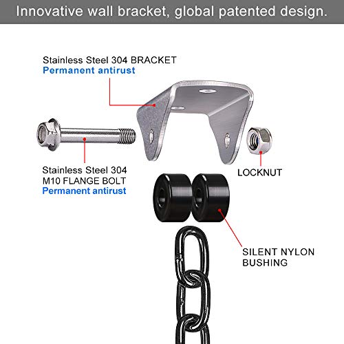 BeneLabel Swing Hanger, Heavy Duty Hammock Ceiling Hook Swivel Egg Chair Hanging Bracket Carabiner with 100cm Black Chain Hardware Set for Wood/Concrete Garden Chair Suspension Kit, 1000lbs