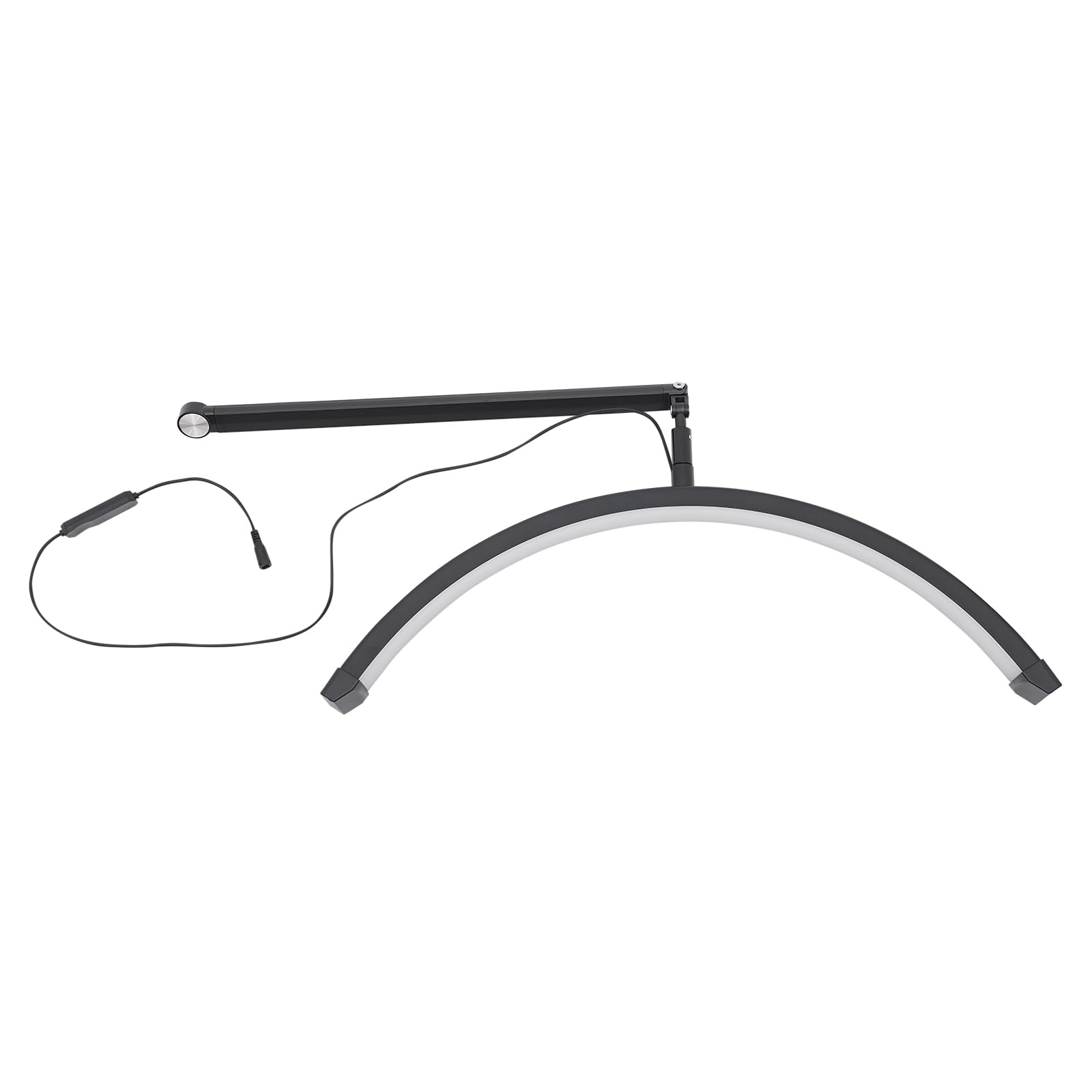 Lampada da terra a LED a forma di mezzaluna, 36 W, altezza regolabile 83-128 cm, luminosità 0-100% e 2 colori di luce, orientabile a 360°, con telecomando e controllo via cavo, clip per smartphone