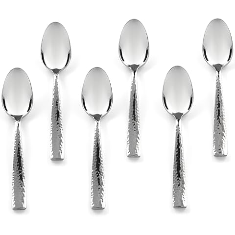 Hudson Essentials Hammered Demitasse Espresso Spoons, 4.6-inch Mini Coffee Spoons, 18/10 Stainless Steel Small Spoons for Dessert, Coffee, Tea, Set of 6 Cover