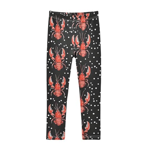 Red Lobsters Girls' Leggings Toddler Doodles Dots Kids Yoga Pants Dance Active Tights 4T