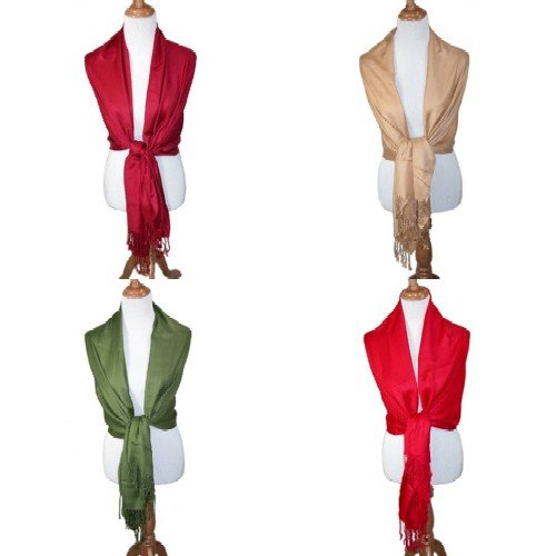 CTM Women's Classic Pashmina Style Shawl Wraps4