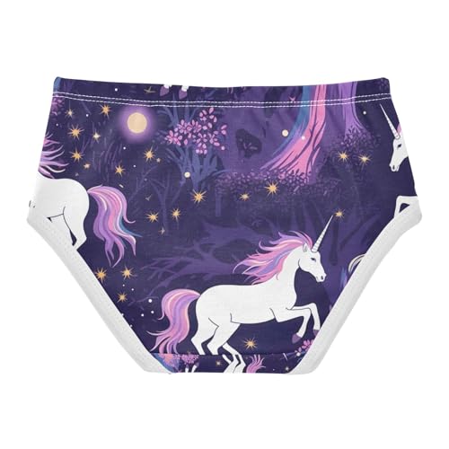 Underwear Girls, Cute Unicorn Purple Toddler Briefs, Girls Cotton Underwear, 2T–8 Years2