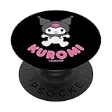 delicoco Kuromi Character PopSockets Adhesive PopGrip - Black - Anime - Swappable Top - Phone Grip - Compatible with Any Phone with Smooth, Hard, Plastic Case