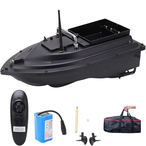 RC Fishing Bait Boat with 2.4GHz Remote Control One-Hand Operation ABS Shell 1.5kg Load Capacity Dual Motor Black