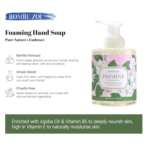 Image of ROMIIE ZOI Foaming Hand Soap, Jasmine, 500ml / 16.8fl.oz | With Gift Box, Gentle cleansing, nourishes skin without drying