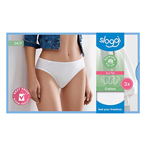 Sloggi Tai Briefs Knickers 24/7 Cotton 3 Pack 96% Cotton Mid Rise Briefs White #TOP4