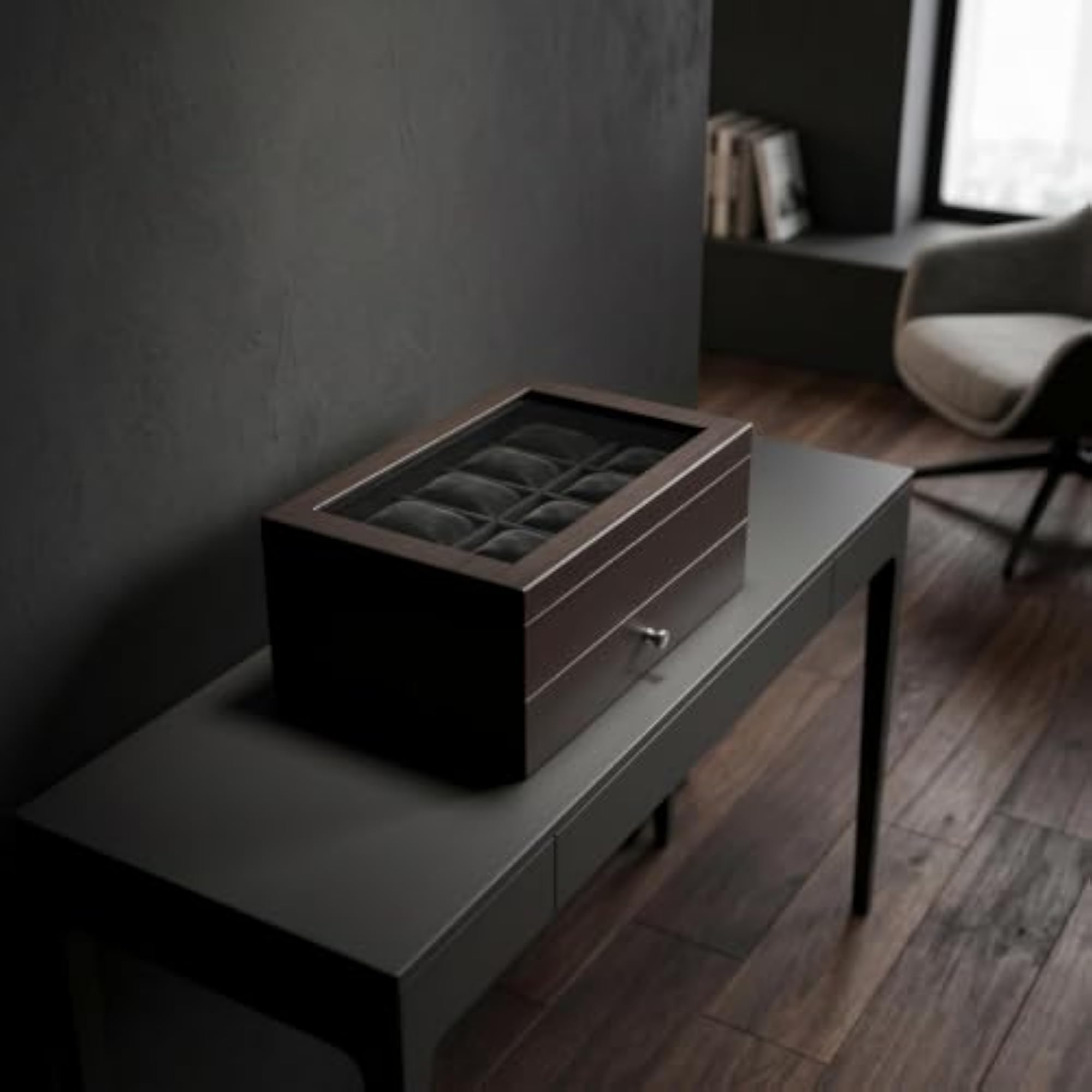 Watch Display Case with Glass Lid for Collectors