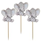 35 Pieces Blue Elephant Cupcake Toppers for Boy Baby Shower Decorations Supplies, Baby Boy Birthday