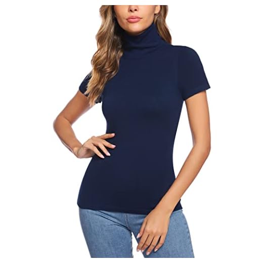 Totatuit Damen Pullover Kurzarm Sommer Strickpullover mit Stehkragen Einfarbig Slim Fit T-Shirt Oberteile Leicht Basic Strickshirts