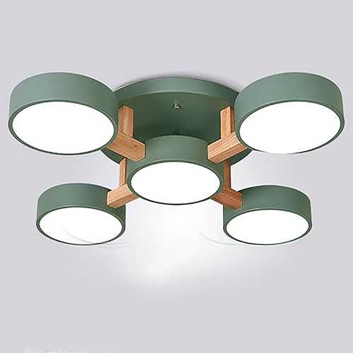 Miniatura 8 de Lámpara LED de techo, 32 pulgadas, 5 luces, moderna lámpara de techo empotrada de madera de 55 W para sala de estar, dormitorio, cocina, regulable,