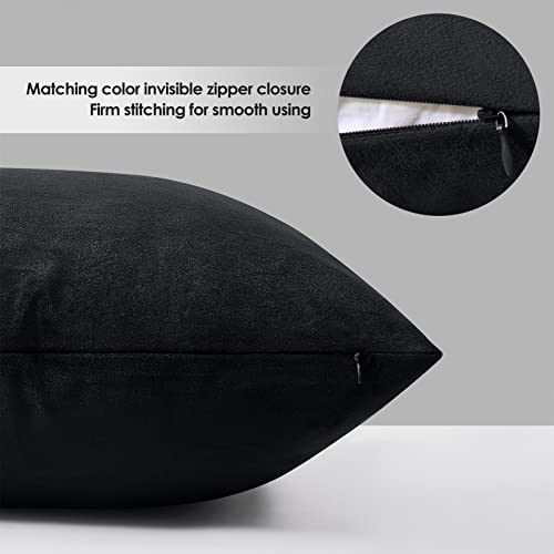 Homelike Moment Throw Pillow Covers 26X26 Set Of 2, Black Velvet Decorative Couch Pillow Cover Soft Square Cushion Cases For Sofa Bed Car (26X26 Inch, Black) #TOP1