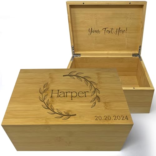 Custom Newborn Keepsake Box Baby - First Birthday Memory Box for Kids, Inside Space, Engraved Time Capsule Boxes 1st Birthday Keepsakes Gifts for Babies, Baby Gift Shower for New Parents, 11x8x4,75 in