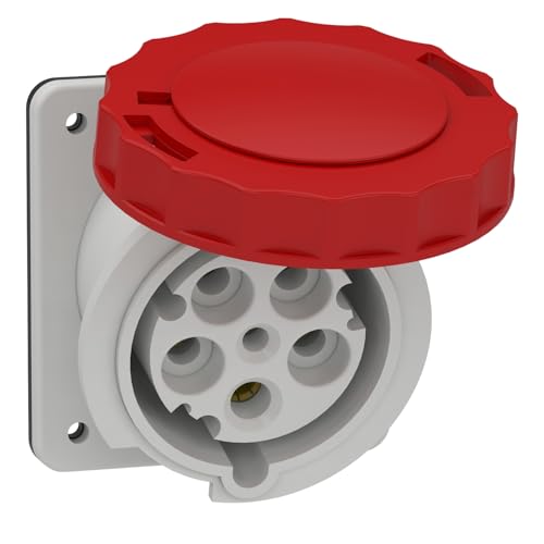 Socle de prise femelle 63A triphasé 3P+N+T encastrable incliné pour coffret