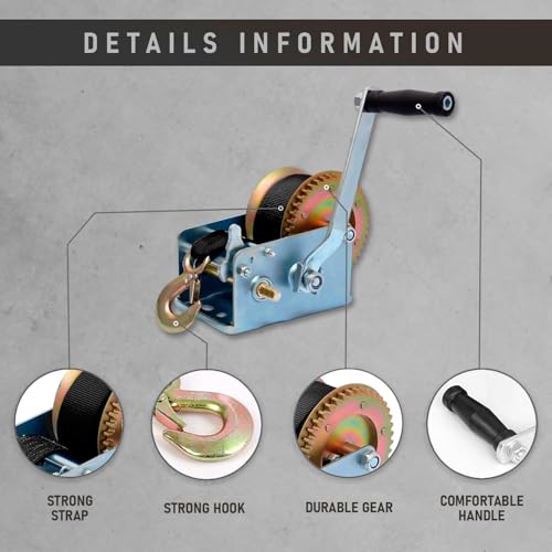 FT New Upgraded Boat Trailer Strap – Durable Hand Crank – 3500 lbs