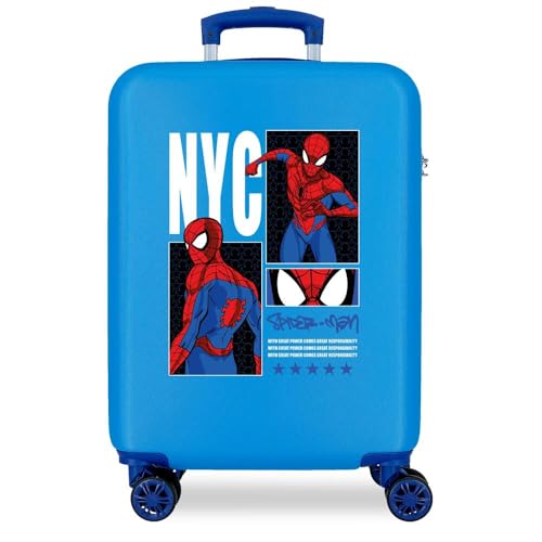 Valise cabine Spider-Man rigide 55cm bagage main 4 roues double bleu