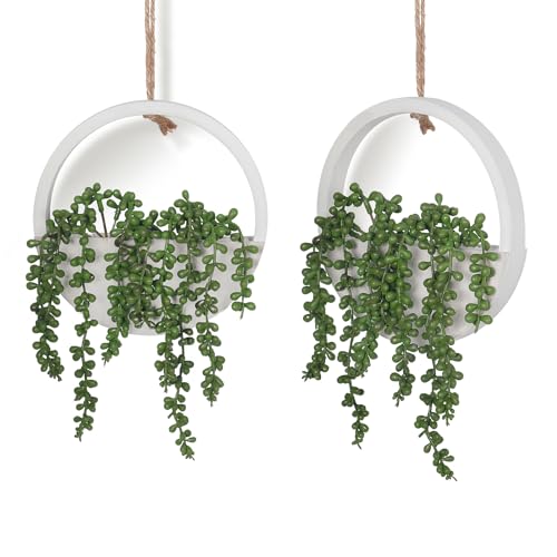 RECUTMS 2pcs Artificial Succulents Hanging Plants Fake String of Pearls