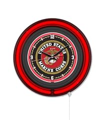 Holland Bar Stool Clk 15 BKMarine 15 in. Dia. United States Marine Corps Double Neon Wall Clock