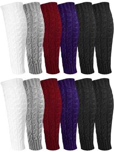 Geyoga 12 Pairs Women Leg Warmers for Winter, Cable Knit