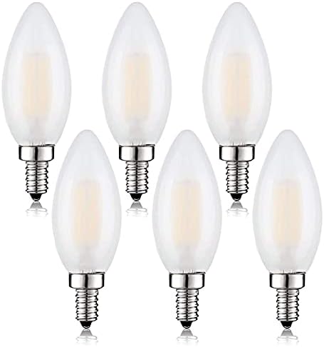 E12 LED Bulb 25W Equivalent Frosted Candelabra Light Bulbs Sofe White 3000K 2W Dimmable Chandelier Light Bulbs Decoration B11 Candle LED Bulbs,6 Pack