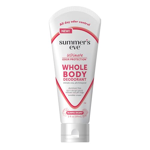 Summer's Eve Blissful Escape Whole Body Deodorant for Women, Aluminum-Free Ultimate Odor Control Cream, 3 Oz