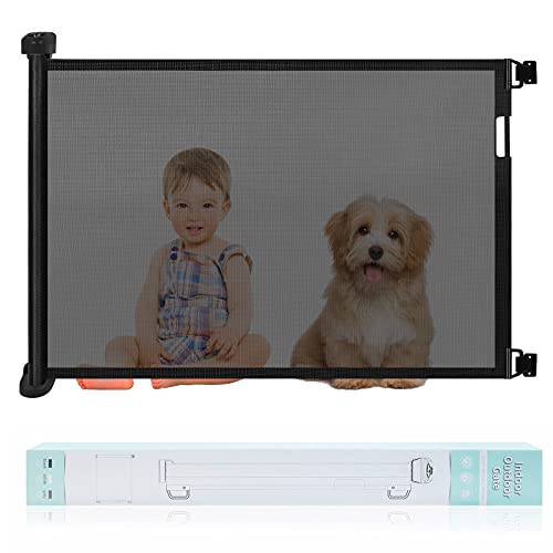 Retractable Baby Gate, Abaook Mesh Retractable Safety Gate for Stairs, Extra Wide Safety Baby Gate 34
