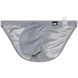 [ジーステーション] L グレー メンズビキニ ブリーフ ハニカムパターン ボリューム 立体縫製 ミニビキニ メンズ 男性下着