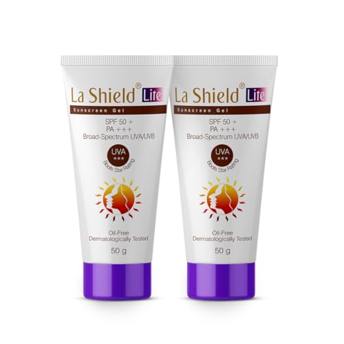 Image of La Shield Lite SPF 50 PA+++ Mineral Sunscreen Gel | Skin brightening in 3 Weeks| No White cast | Broad spectrum | Oil-free | PA +++ | Dermatologist Prescribed | All Skin types | 50g | Pack of 2