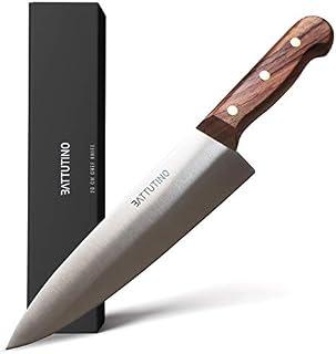 Battutino 20 CM Chef Knife - Professional Quality Stainless Steel Full Tang Blade with Rosewood Handle for Comfortable Handling and Better Chopping of Meats, Vegetables and General Cooking Prep