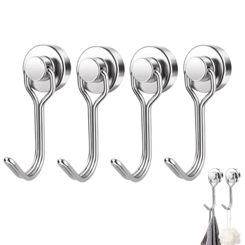 YUVKIN Ganci magnetici Super Resistenti, al neodimio, capacità di carico (0–10 kg), Ganci rotanti, Ganci in Metallo antiruggine per frigoriferi da Cucina e armadi (16 mm) (Nero)