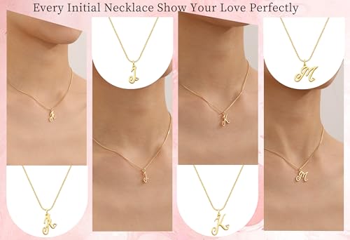Btysun Initial Necklaces for Women, Dainty Gold Initial Necklace 14K Plated Letter Necklaces for Teen s Tiny A-Z Pendant Choker Necklace Name Jewelry