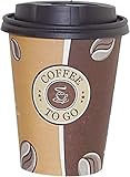 50 Kaffeebecher Einwegbecher 300 ml mit 50 Deckel in Schwarz