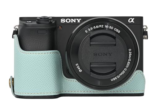 Funda de media cámara para Sony Alpha A6400 en PU azul miniatura 1