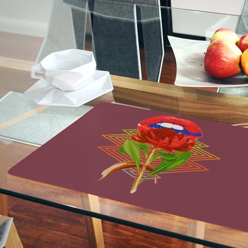 Sets de table en liège rouge au design botanique vintage d'exception