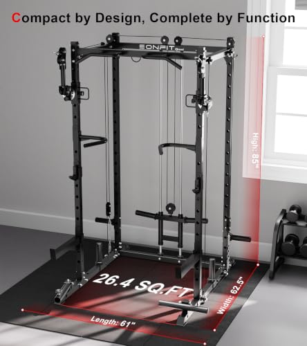 Image of Eonfit Power Cage, Multi-Function Power Rack with Cable Crossover System