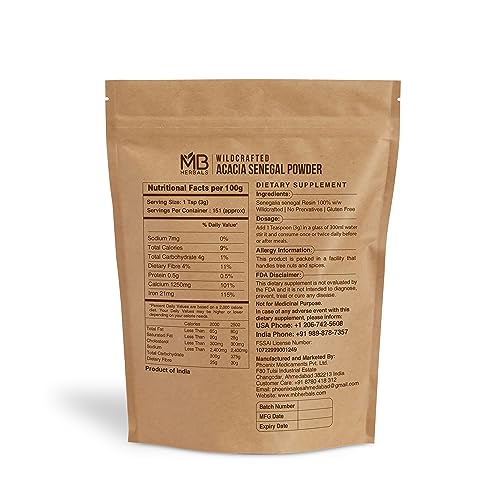 MB Herbals Acacia Gum Powder 1 LB (16 oz / 454 Gram) | Gluten Free | Wildcrafted Acacia Senegal | Gum Arabic Powder